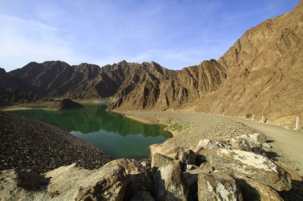 Beautiful Hatta Mountain with Dam